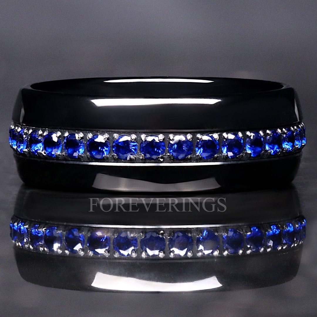 Orion Nebula Ring Sapphire, Mens Gemstone Wedding Band, Blue Sapphire ...