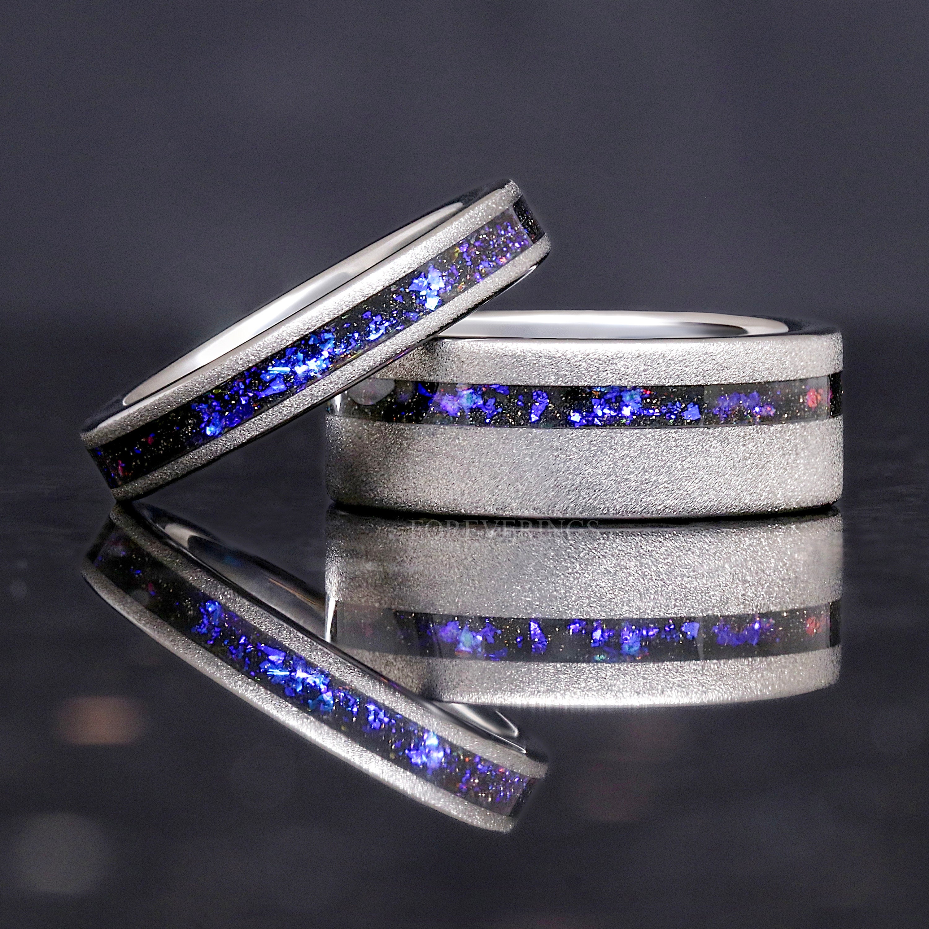 Orion Nebula Ring, Silver Tungsten Wedding Band, 4mm Outer Space Ring ...