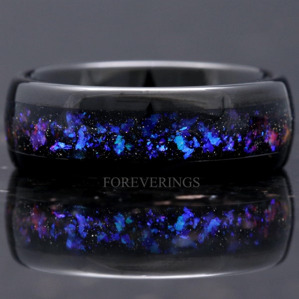 Bague nébuleuse d'Orion, bague spatiale en tungstène, alliance homme femme 8 mm-6 mm-4 mm, coupe confortable, noir, dôme, vernis lisse, cadeau d'anniversaire