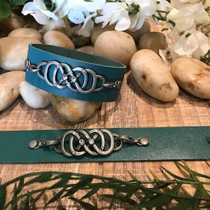 DOUBLE INFINITY Turquoise Leather Cuff Bracelet
