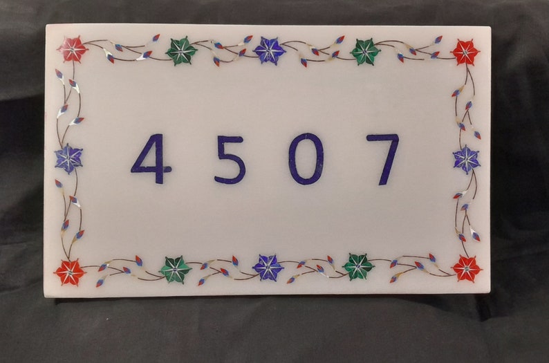 Name Inlay Marble Inlaid Inlay Name Plate Home House Ware House Shop Semi Precious ...
