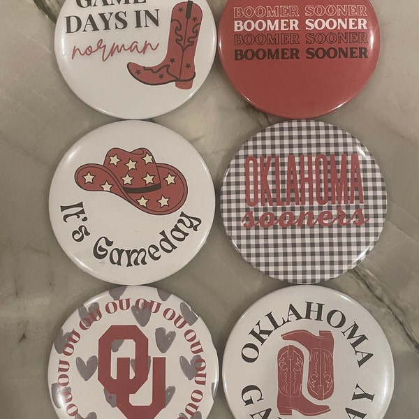 University of Oklahoma Gameday Buttons/Pins