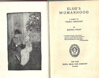 1875, 1. Auflage von Martha Finley Elsies Womanhood, Minze-Burgunder-Einband