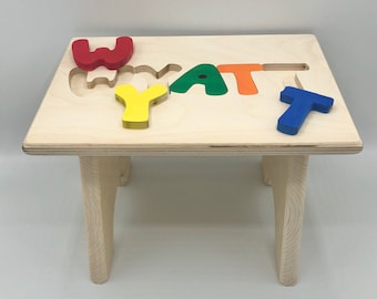 Stools with Name, Personalized puzzle STOOLS, wooden name puzzle, montessori, toddlers, baby shower gift, 2nd birthday, 3rd birthday