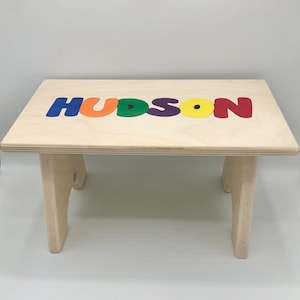 Stools with Name, Personalized puzzle STOOLS, wooden name puzzle, montessori, gifts for toddlers, 1st birthday gift, name puzzle bench image 2