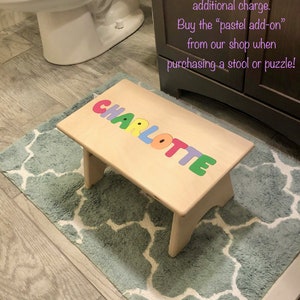 Stools with Name, Personalized puzzle STOOLS, wooden name puzzle, montessori, gifts for toddlers, 1st birthday gift, name puzzle bench image 5