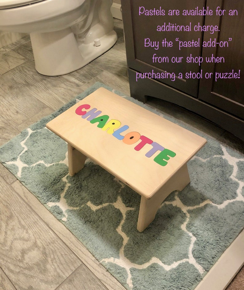 Stools with Name, Personalized puzzle STOOLS, wooden name puzzle, montessori, gifts for toddlers, 1st birthday gift, name puzzle bench image 5