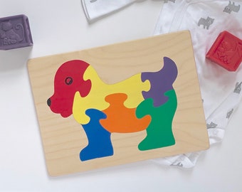 Puppy puzzle, dog puzzle, wooden puzzle, toys for toddlers, educational gift, 1st birthday gift, baby shower gift, toys for kids, games