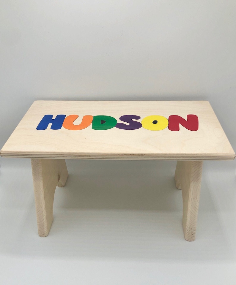 Stools with Name, Personalized puzzle STOOLS, wooden name puzzle, montessori, gifts for toddlers, 1st birthday gift, name puzzle bench image 2