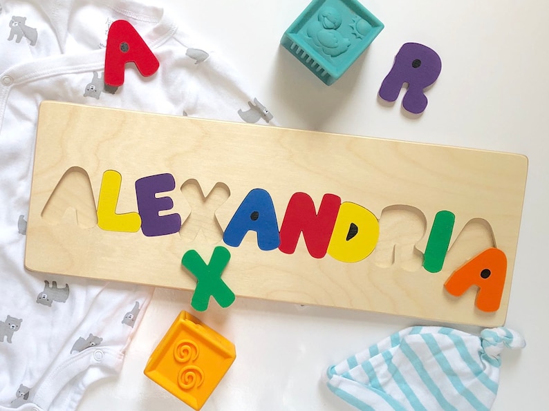 Personalized name puzzles, wooden name puzzle, name puzzle, puzzles for children, gifts for toddlers, baby shower gift, 1st birthday gift image 5
