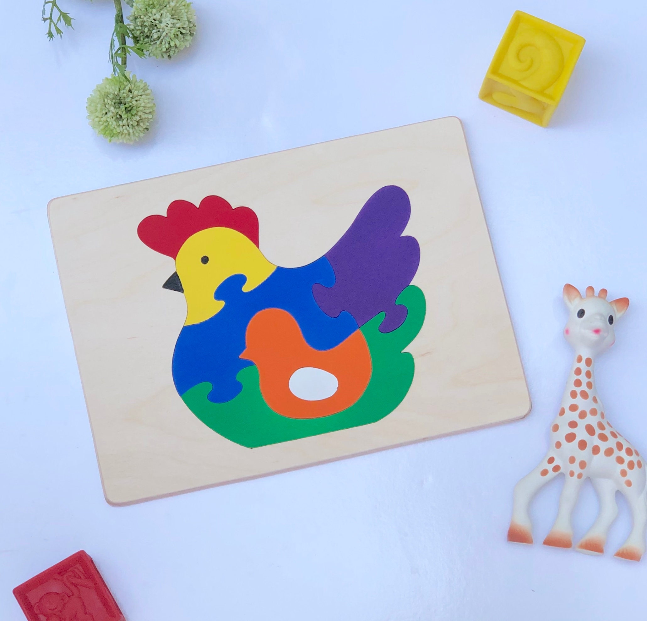 Chicken Puzzle Animal Puzzletoys for Toddlers Baby Shower Etsy