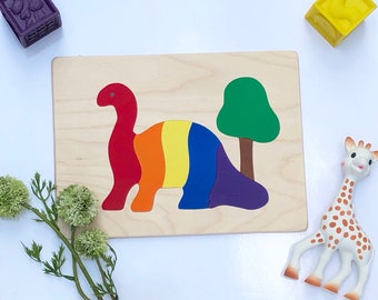 Dinosaur puzzle, Brontosaurus puzzle, wooden puzzle, educational gift, Christmas gifts for kids, Easter gifts for kids, baby shower gift