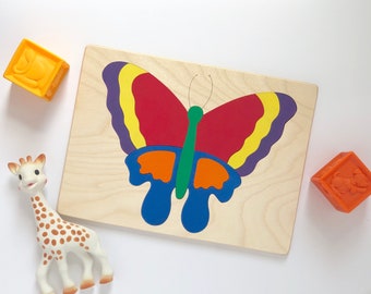 Butterfly puzzle, wooden puzzle, animal puzzle, educational gift, toys for kids, 1st birthday gift, puzzle, Christmas gift for kids, toy
