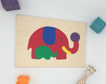 Elephant puzzle, wooden puzzle, puzzles for toddlers, animal puzzle, gifts for toddlers, 1st birthday gifts, toys and games, educational