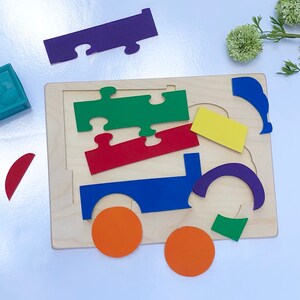 Truck puzzle, wooden puzzle, children's puzzle, puzzles for kids, baby shower gift, 1st birthday gift, educational gifts for kids, toys image 2