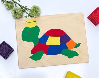 Turtle puzzle, wooden puzzle, animal puzzle, Christmas gifts for kids, Easter gifts for kids, baby shower gift, toys and games, 1st birthday