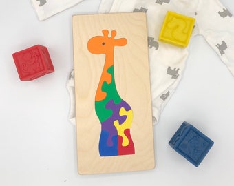 Giraffe puzzle, wooden puzzle, animal puzzle, puzzle, 1st birthday gift, baby shower gift, kids gifts