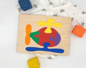 Helicopter puzzle, puzzle, wooden puzzle, toys for toddlers, baby shower gift, 1st birthday gift, gift for kids, puzzle