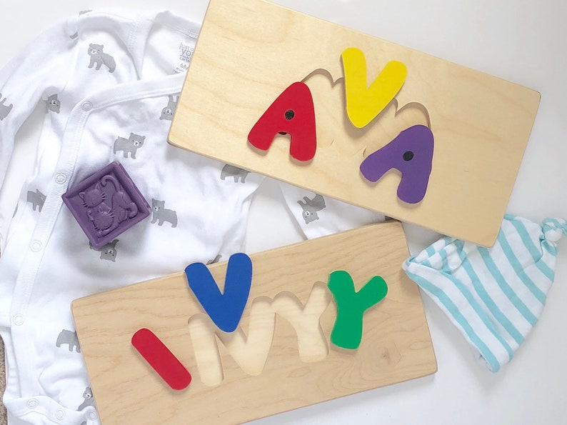 Personalized name puzzles, wooden name puzzle, name puzzle, puzzles for children, gifts for toddlers, baby shower gift, 1st birthday gift image 2