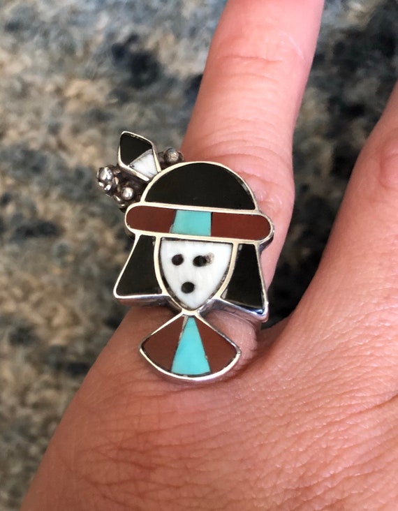 1960's Vintage Snoopy Zuni Inlay Ring sz 4 see mea
