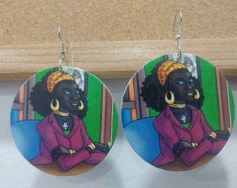 Afrocentric Dark Chocolate Earrings, Ethnic Earring, Melanin Poppin, Black Woman Earring