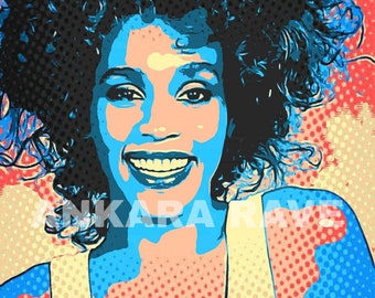 Whitney Houston Arte digitale, Download digitale Whitney Afrocentric Art Modern African Wall Decor Stampe d'arte nera Arte afroamericana