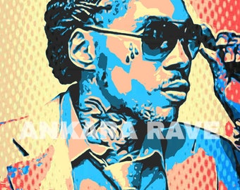 Vybz Kartel Digital Art, Instant Download, Dancehall Reggae Artist, Hardcore Reggae, Jamaican Singer Wall Decor, King Of Dancehall, Gaza