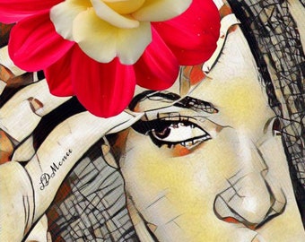 Aaliyah Digital Download Art, Download istantaneo, Flower Head Wall Art, Principessa di R e B, Arte musicale degli anni '90, Regina di R e B