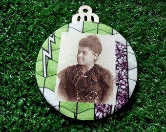 Ida B Wells Ornament, Handmade Afrocentric Christmas Tree Photo Ornaments Social Justice Activist