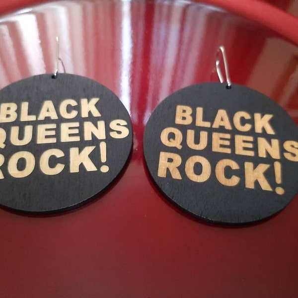 BARGAIN HUNTERS CLEARANCE Black Queens Rock Earring Afrocentric Earrings Black Girl Magic Earrings Black Queen Earring Black Owned Shop