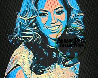 Beyonce Art Print, Beyonce R and B Art Prints, Singer Bey Modern Pop Art, Afrocentric Wall Decor Art