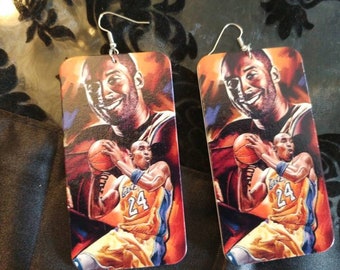 Lg Kobe Bryant NBA Los Angeles Lakers 24 and 8 Inspired Wooden Earrings, Basketball Mom Gift, Kobe Fans RIP Kobe Jewelry