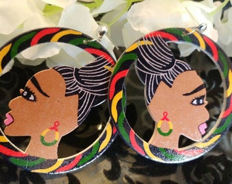 Loc Sensation Locd Twist Braids Natural Hair Stud Dreadlocks Earrings, Afrocentric Black Girl Magic Rasta Colors Stud Dread locks Earrings