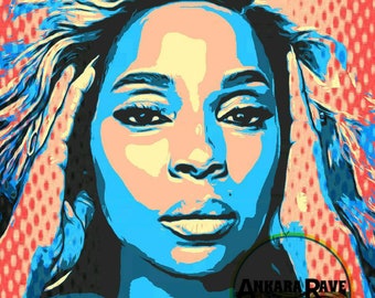 Mary J Blige Digital Download, Mary J Blige Art, Queen Of R & B, R and B, Female R and B Art, 90s Music Art, R and B Queen, Digital Art