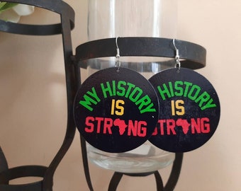 My History Is Strong Earrings, Afrocentric Earrings, Natural Hair Earring, Ethnic Earrings, Black History Earring, Black Queen Black Owned