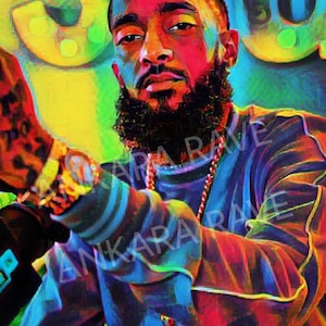Nipsey Hussle Digital Art, Nipsey Hussle Instant Download, Hip Hop Music, Nipsey Hustle, Modern Black Art Home Decor