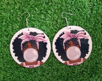 Kinky Hair Princess Earrings, Afro Princess Earrings, Black Princess Earrings, Black Queen Earrings, Afrocentric Ethnic Earrings