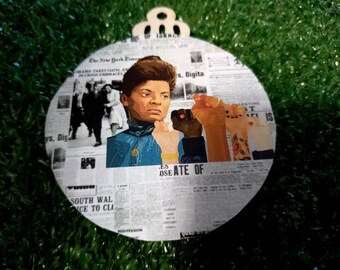 Ida B Wells Ornament, Handmade Afrocentric Christmas Tree Photo Ornaments Social Justice Activist