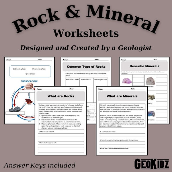Rocks and Minerals STEM Education Worksheets for Interactive Geology Learning