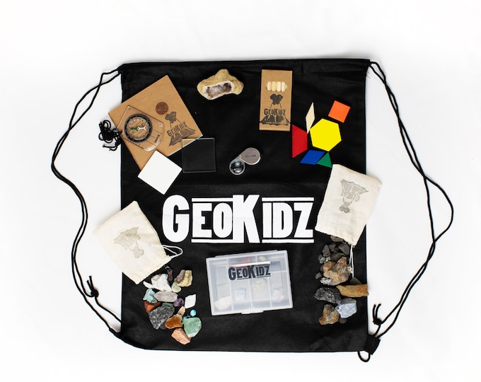 GeoKidz Geology Kit For Kids– STEM base Educational Science Kit for Geology Enthusiasts. Mineralogy and geology exploration & minerals!