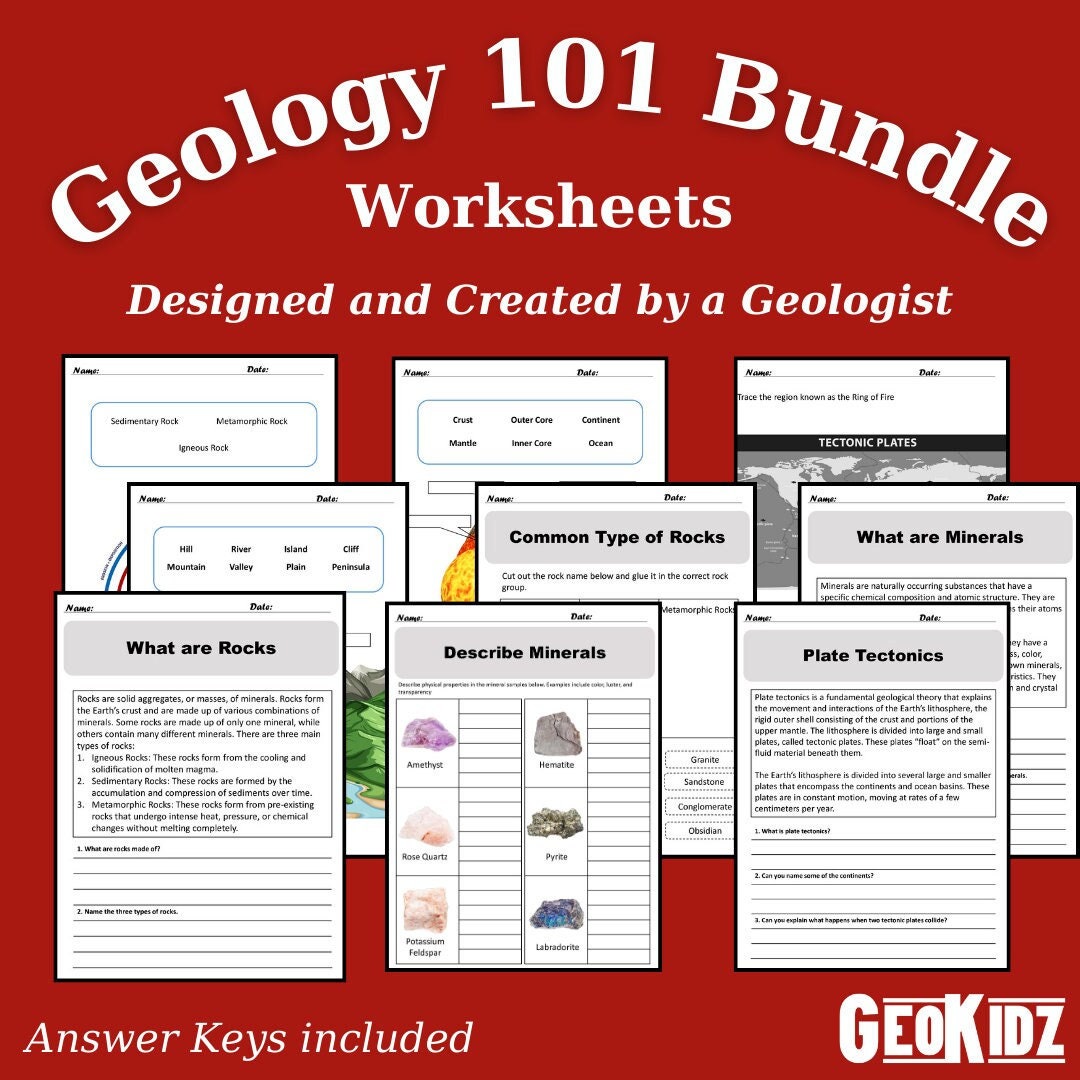 Complete Geology 101 Worksheet Bundle Pack - Etsy