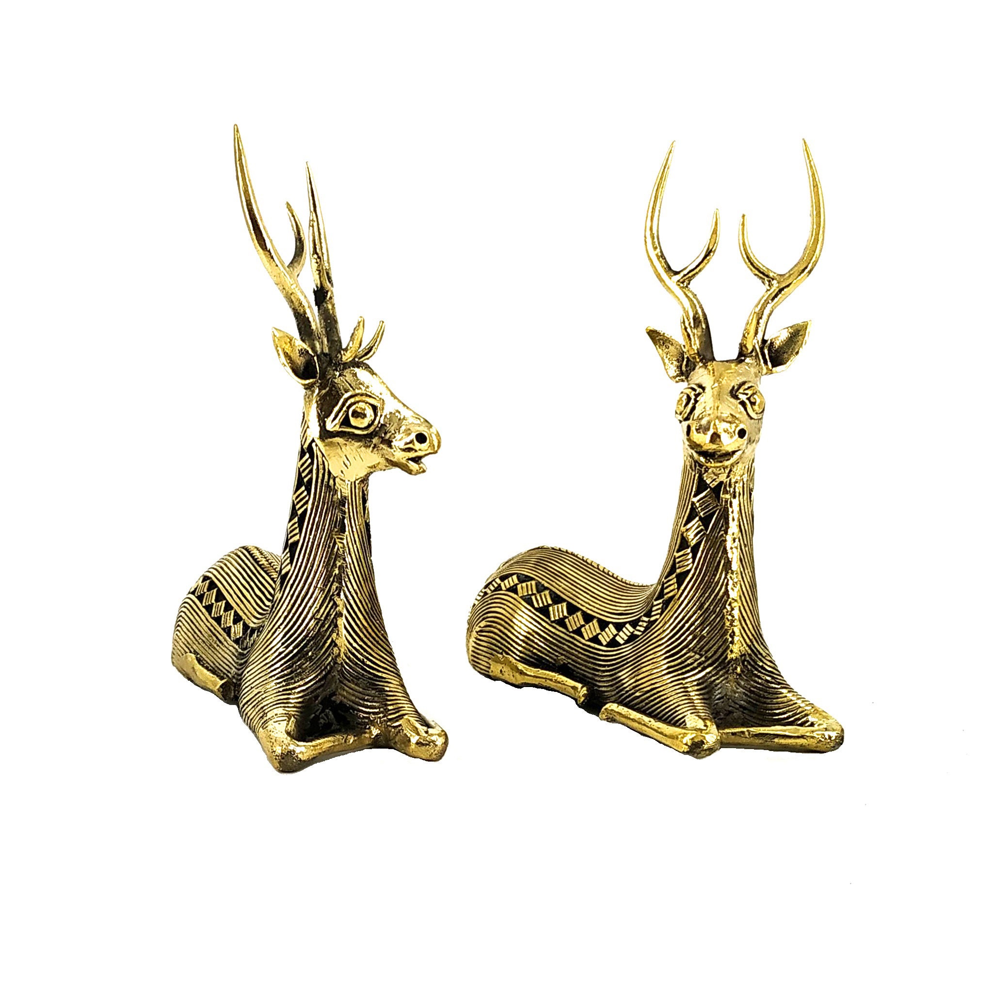 4.5 Brass Deer Statue Pair Animal Figurine Brass Etsy