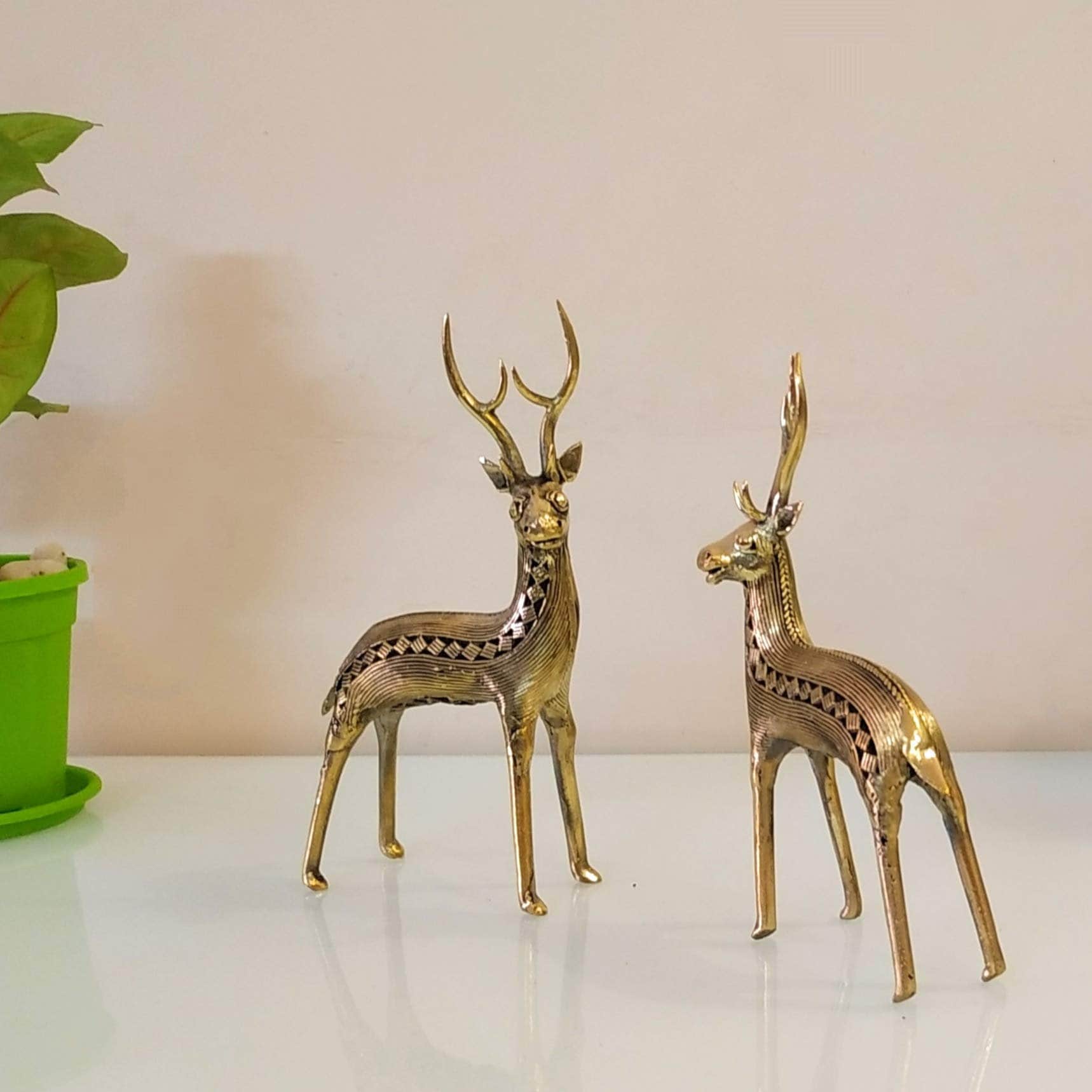 6.5 Brass Deer Pair Brass Statue Home Decor Showpiece Etsy