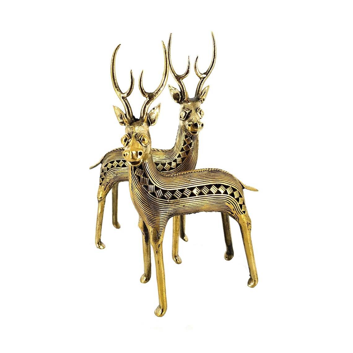 6.5 Brass Stag Pair Statue Gold Brass Sculpture Etsy
