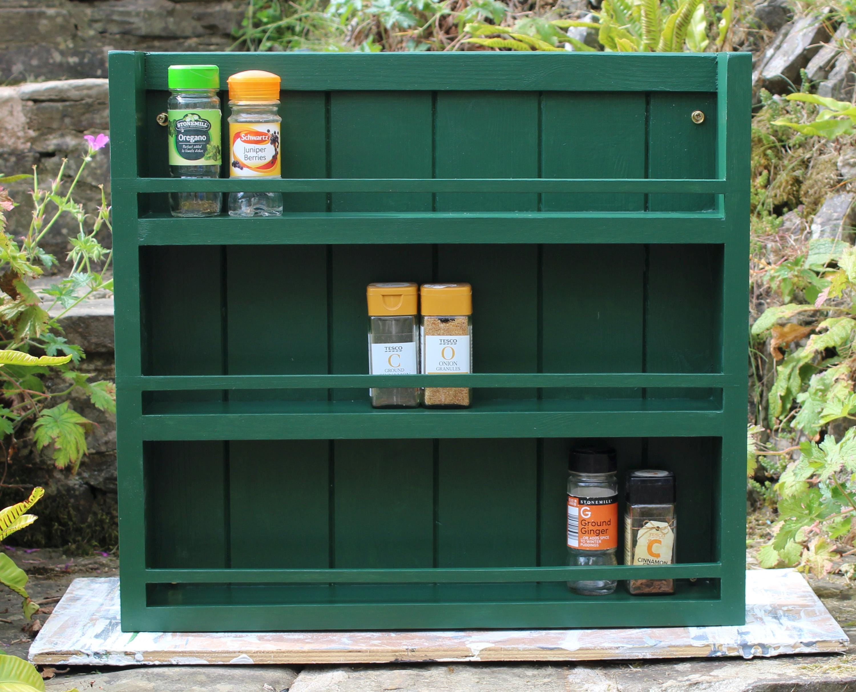 Handmade Green Spice Rack: Reclaimed Pine, Wall Mountable - Etsy UK