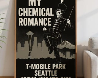 My Chemical Romance Seattle Poster: Hand-Drawn MCR 2025 Tour Print
