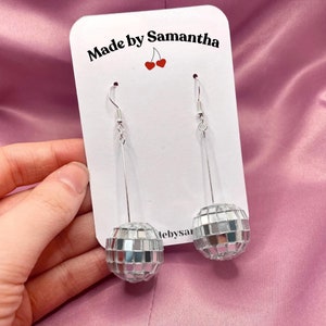 Boucles d'oreilles boule disco | Boucles d'oreilles boule disco suspendues | Boucles d'oreilles boule disco en argent | Boucles d'oreilles boule à facettes | Petites boucles d'oreilles boule disco