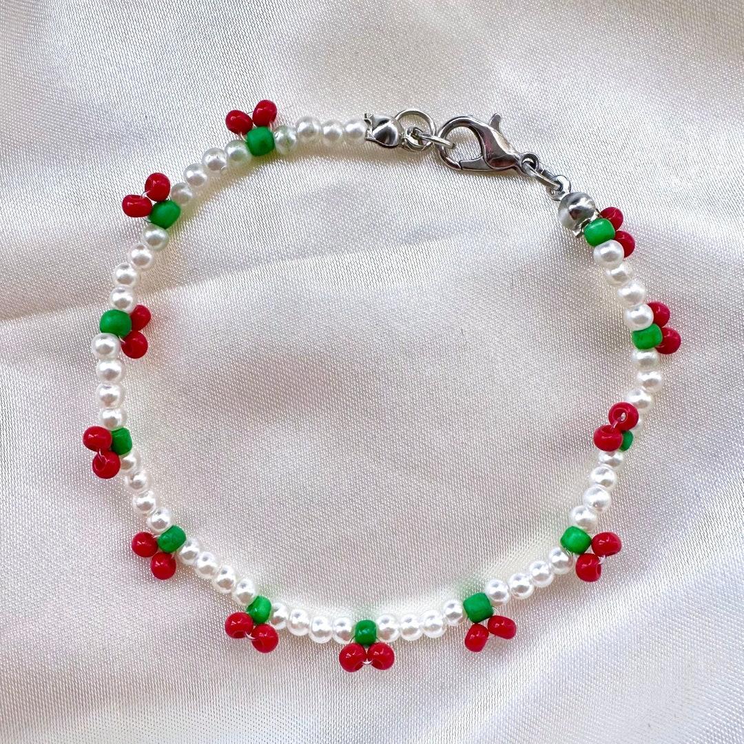 Braccialetto elastico con perline e fiocco, da donna, vintage