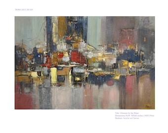 Glimmer by the Water – Dipinto acrilico astratto originale