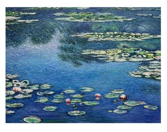 Claude Monet Water Lilies Oil Painting, Hand-Painted Impressionist Pond Art